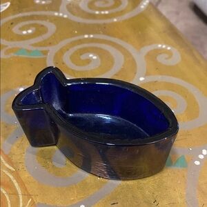 Blue Glass Fish-Shaped Dish